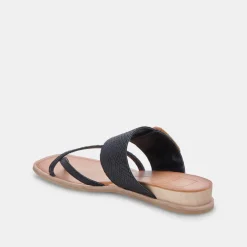 Perris Sandals Black Embossed Leather