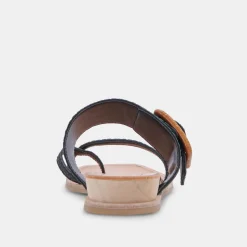 Perris Sandals Black Embossed Leather