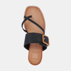 Perris Sandals Black Embossed Leather