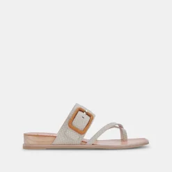 Perris Sandals Ivory Embossed Leather