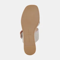 Perris Sandals Ivory Embossed Leather