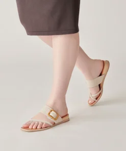 Perris Sandals Ivory Embossed Leather