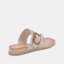 Perris Sandals Ivory Embossed Leather