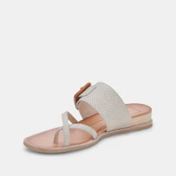 Perris Sandals Ivory Embossed Leather