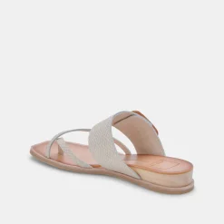 Perris Sandals Ivory Embossed Leather