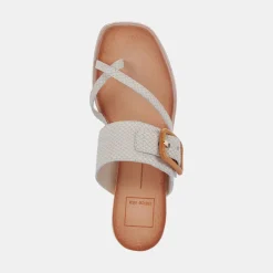 Perris Sandals Ivory Embossed Leather