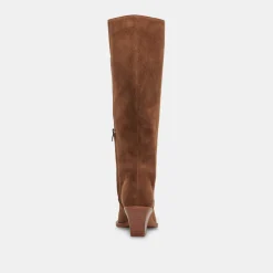 Raj Wide Calf Boots Brown Suede