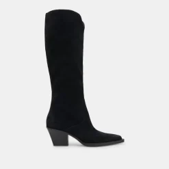 Raj Wide Calf Boots Onyx Suede