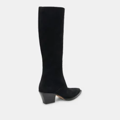 Raj Wide Calf Boots Onyx Suede