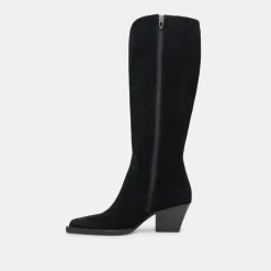 Raj Wide Calf Boots Onyx Suede