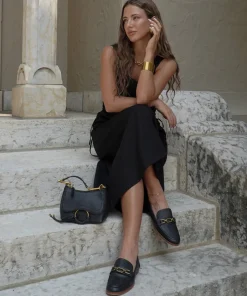 Reign Flats Black Leather