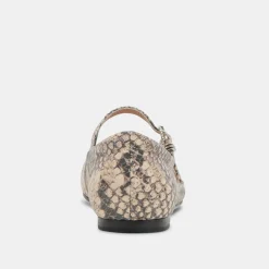 Reyes Ballet Flats Black White Snake Embossed