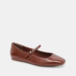 Reyes Ballet Flats Brown Crinkle Patent