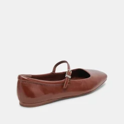 Reyes Ballet Flats Brown Crinkle Patent