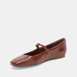 Reyes Ballet Flats Brown Crinkle Patent