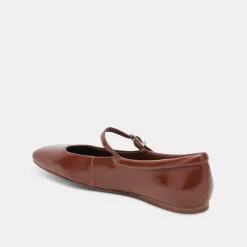 Reyes Ballet Flats Brown Crinkle Patent