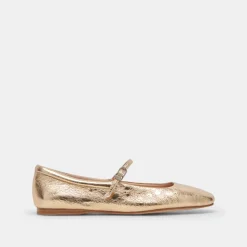 Reyes Ballet Flats Gold Distressed Leather