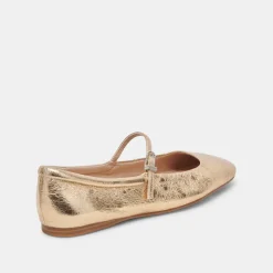 Reyes Ballet Flats Gold Distressed Leather