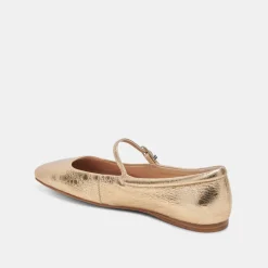 Reyes Ballet Flats Gold Distressed Leather