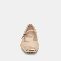 Reyes Ballet Flats Gold Distressed Leather