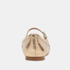 Reyes Ballet Flats Gold Distressed Leather