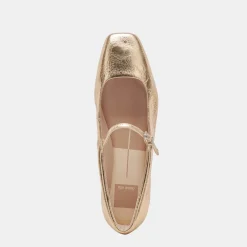 Reyes Ballet Flats Gold Distressed Leather