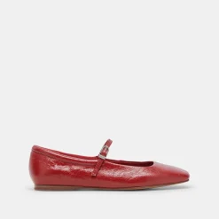 Reyes Ballet Flats Red Crinkle Patent