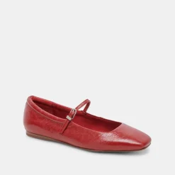 Reyes Ballet Flats Red Crinkle Patent