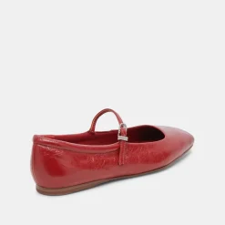 Reyes Ballet Flats Red Crinkle Patent