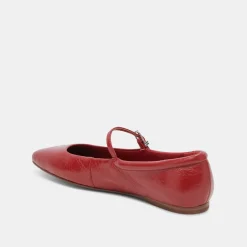 Reyes Ballet Flats Red Crinkle Patent