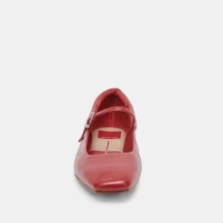 Reyes Ballet Flats Red Crinkle Patent