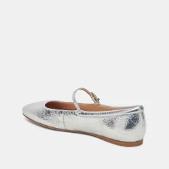 Reyes Ballet Flats Silver Distressed Leather