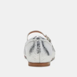 Reyes Ballet Flats Silver Distressed Leather