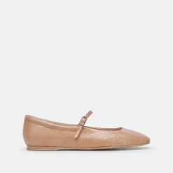 Reyes Ballet Flats Toffee Snake Embossed