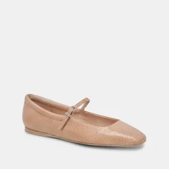 Reyes Ballet Flats Toffee Snake Embossed