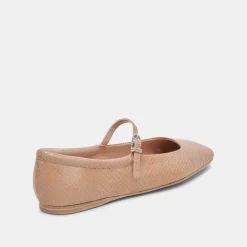 Reyes Ballet Flats Toffee Snake Embossed