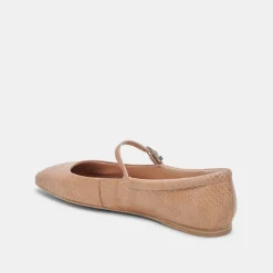 Reyes Ballet Flats Toffee Snake Embossed