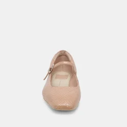 Reyes Ballet Flats Toffee Snake Embossed