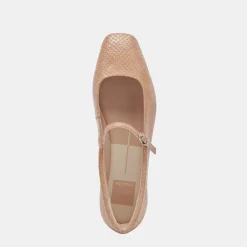 Reyes Ballet Flats Toffee Snake Embossed