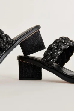 Ronin Rhinestone Sandals Black Rhinestone