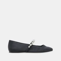 Roxana Pearl Ballet Flats Onyx Satin