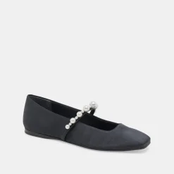 Roxana Pearl Ballet Flats Onyx Satin