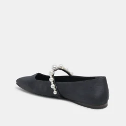 Roxana Pearl Ballet Flats Onyx Satin
