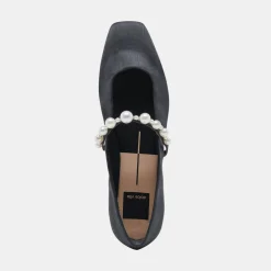 Roxana Pearl Ballet Flats Onyx Satin