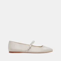Roxana Pearl Ballet Flats Ivory Satin