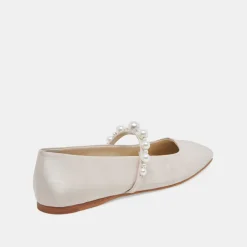 Roxana Pearl Ballet Flats Ivory Satin
