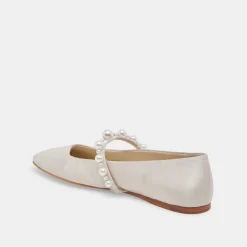 Roxana Pearl Ballet Flats Ivory Satin