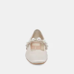 Roxana Pearl Ballet Flats Ivory Satin