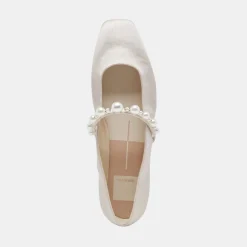 Roxana Pearl Ballet Flats Ivory Satin
