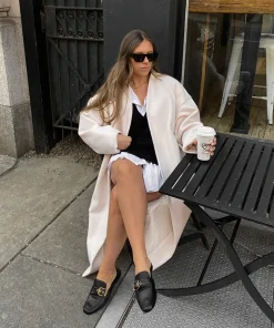 Santel Flats Black Leather